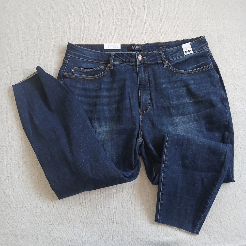 judy blue ♡ skinny fit high waist jeans 22w plus demim 88527 dark wash